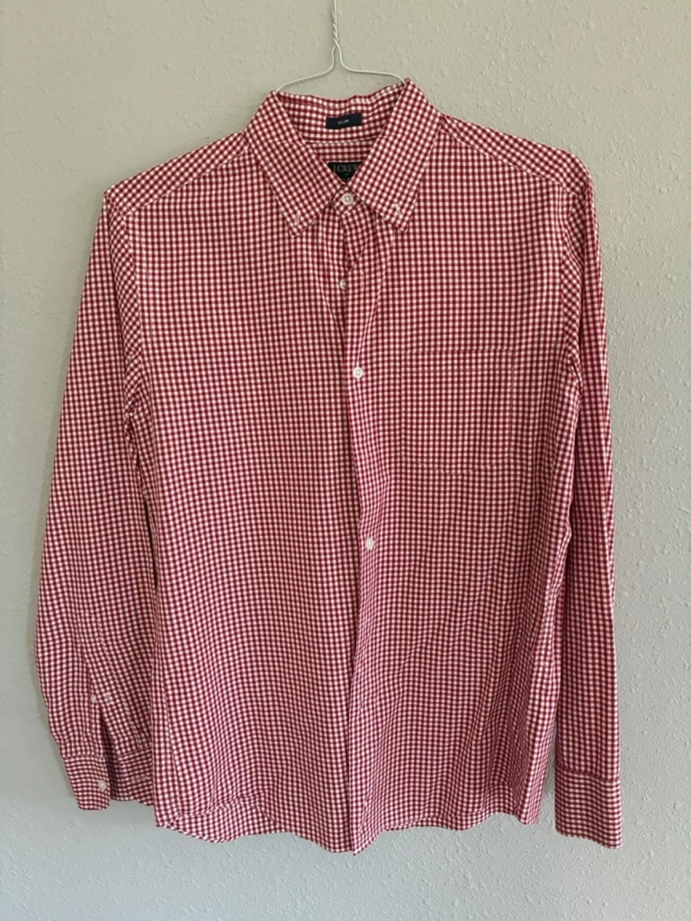 Men's J.Crew Slim Fit Flex Washed Gingham Button-Down Shirt — Red/White | Size S